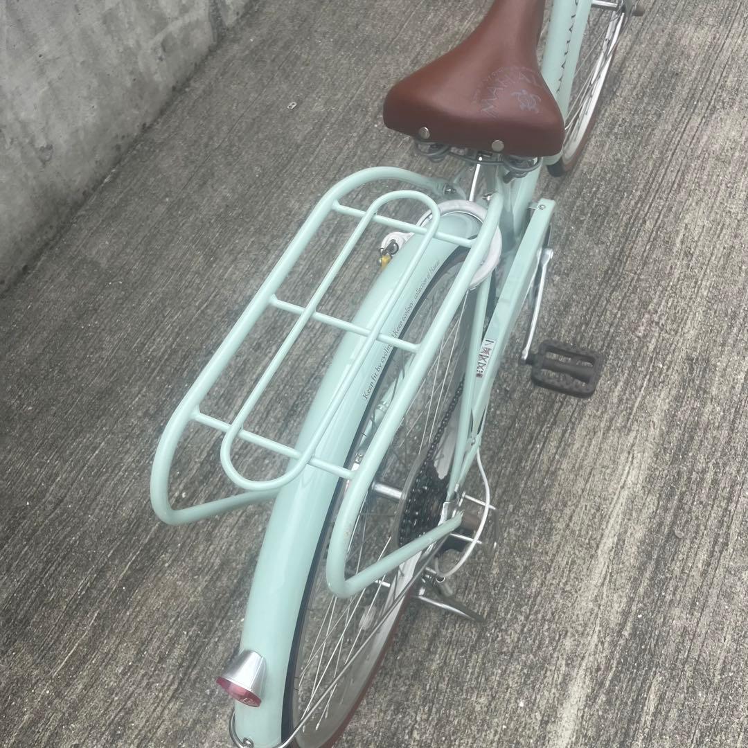 【美品】子供用自転車 26インチ ミントグリーン 前面バスケット付き