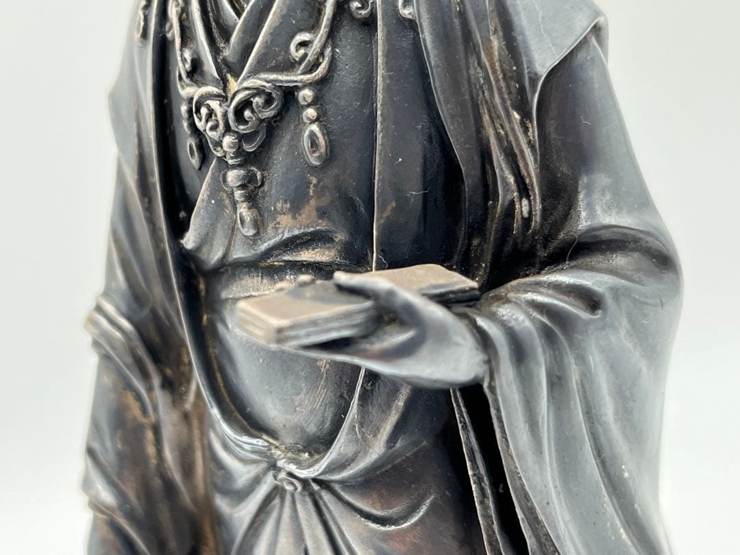 銀製品 骨董 魚藍観音 木箱付き