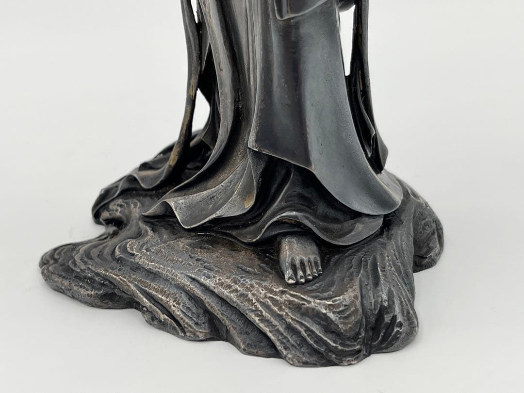 銀製品 骨董 魚藍観音 木箱付き