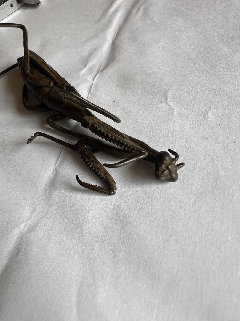 古銅自在カマキリ　螳螂 置物 長約9.2CM