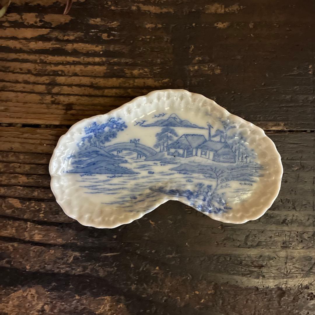 骨董　印判手　図変わり印判　超希少　洋風型もの　小皿　菓子皿　プレート2種