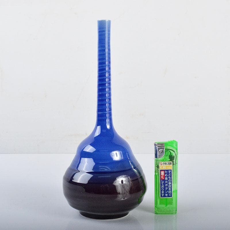 九谷焼　人間国宝　三代八十吉　徳田正彦作　彩釉　花入　D　R4244