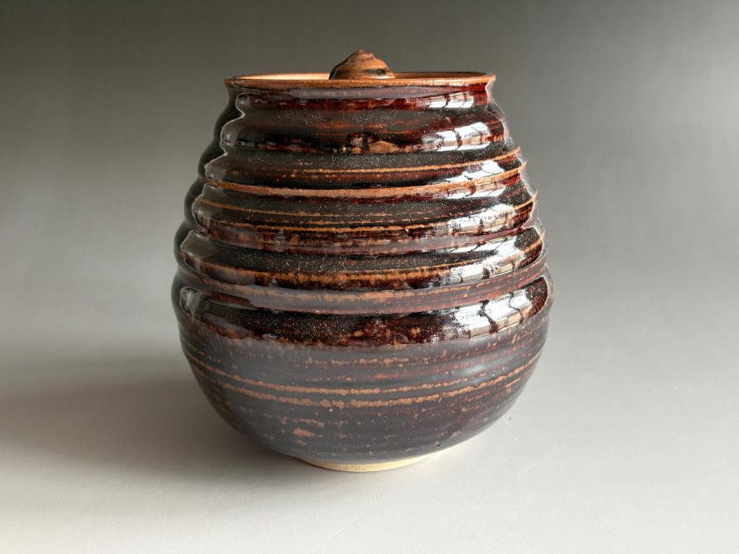 陽炎園　膳所焼　水指　茶道具