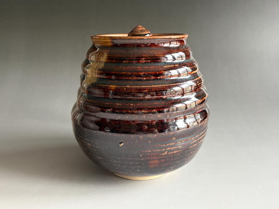 陽炎園　膳所焼　水指　茶道具