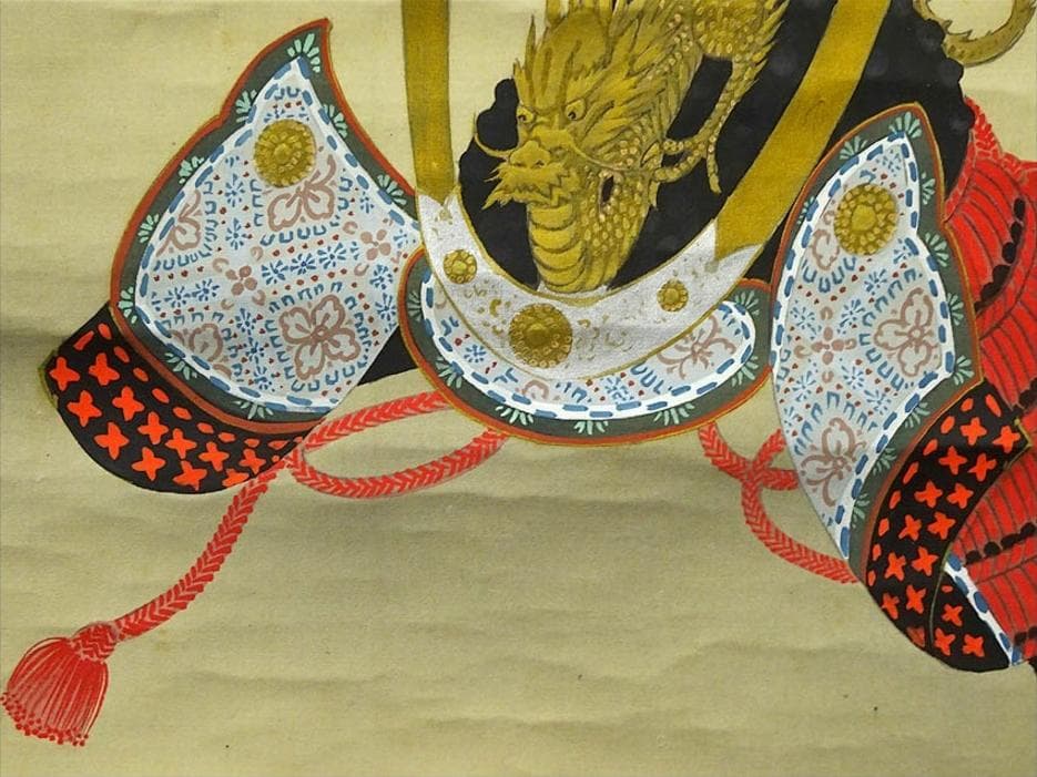 【真作】掛軸 池田桂仙『兜図』絹本 肉筆 無地箱 掛け軸 w040815