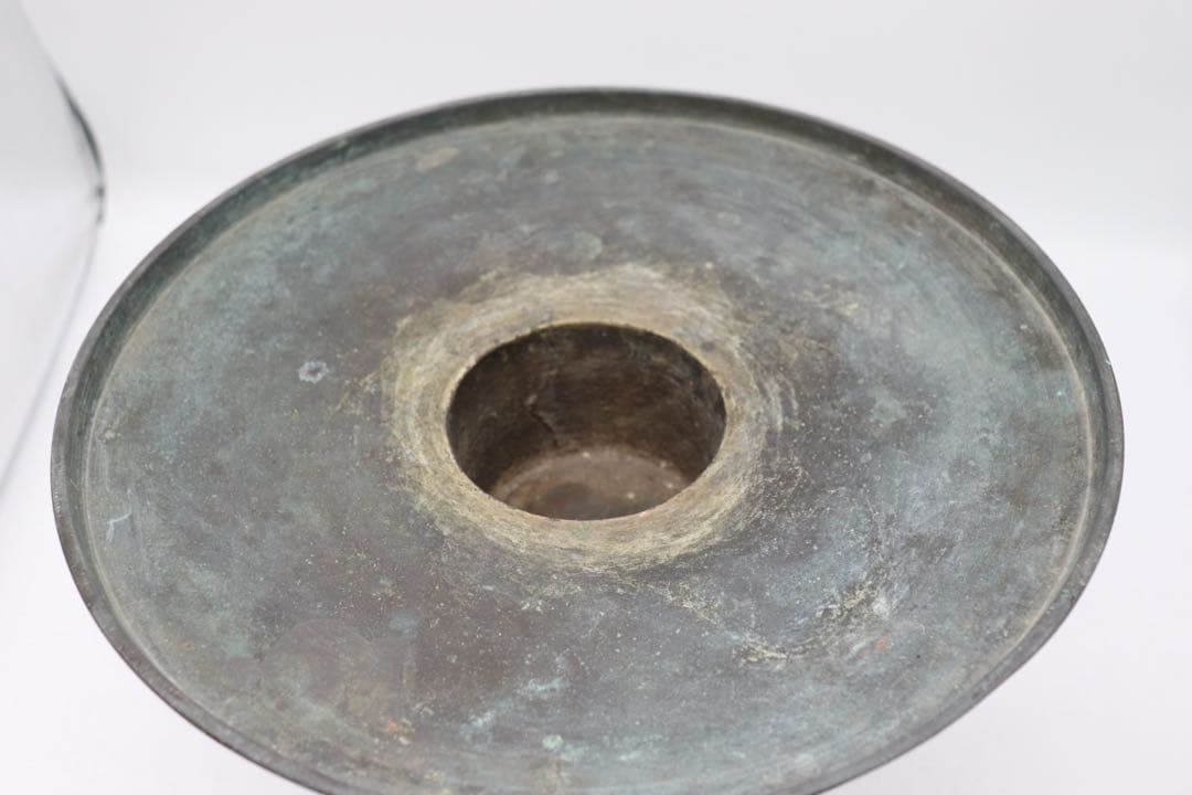 時代　銅製　薄端　花器　茶道具　送料込み250920