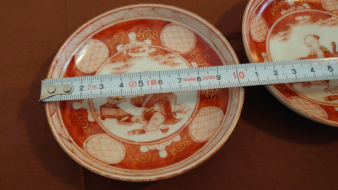 古九谷　九谷焼　赤絵　宮本窯　飯田屋　浅井一毫　アンティーク九谷焼　２客