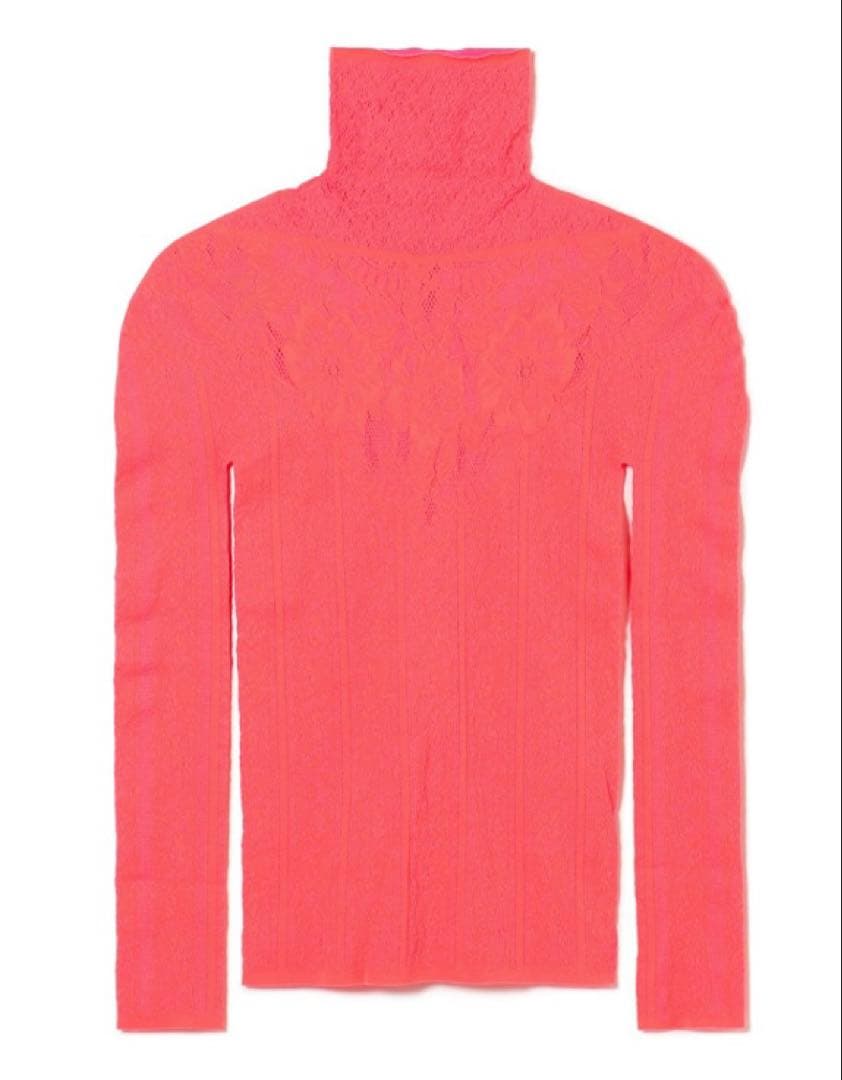 ノーソーイングニット　バックレースアップハイネック　コーラル