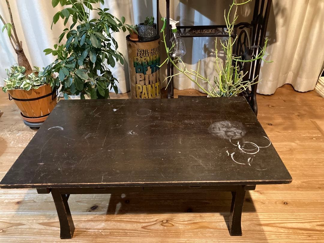 昭和レトロ　木製文机　ローテーブル　黒19