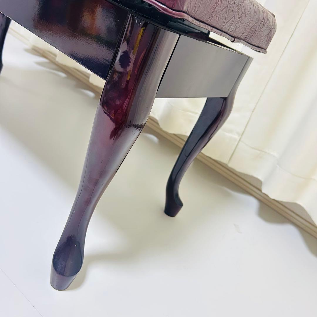 【美品】ピアノ椅子 高低自在椅子 椅子 ベンチ 猫脚 ワインレッド 赤