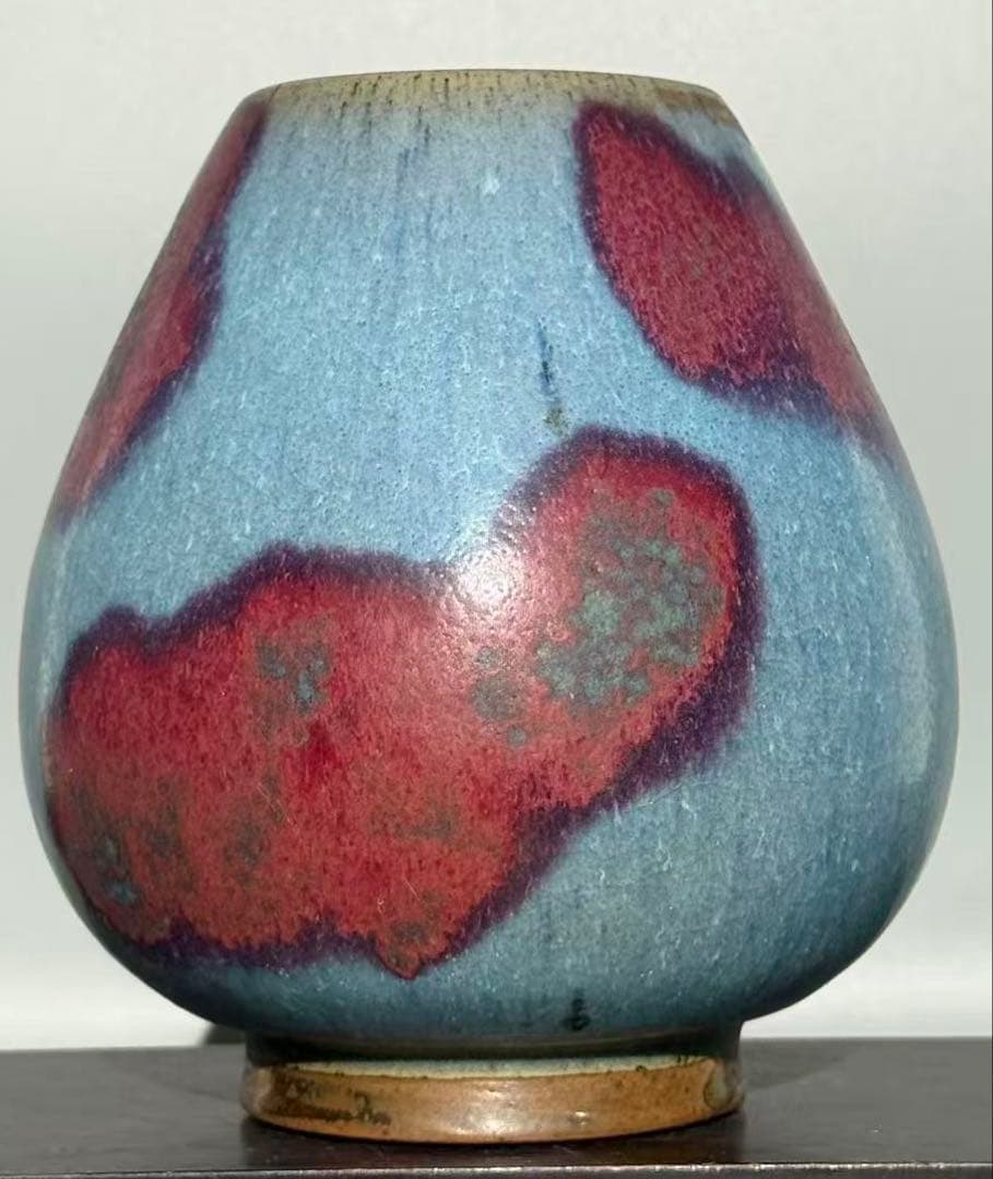 鈞窯 天藍釉 窯変紅斑 鶏心罐 古陶磁 中国美術 C I A2012