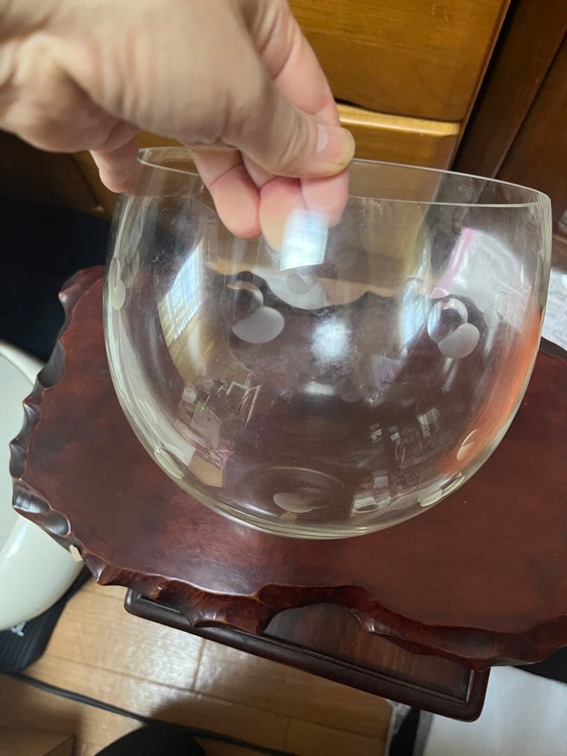 ガラス花瓶　煎茶道具　水指　ギヤマン　アンティークガラス　金魚鉢　花器　生花