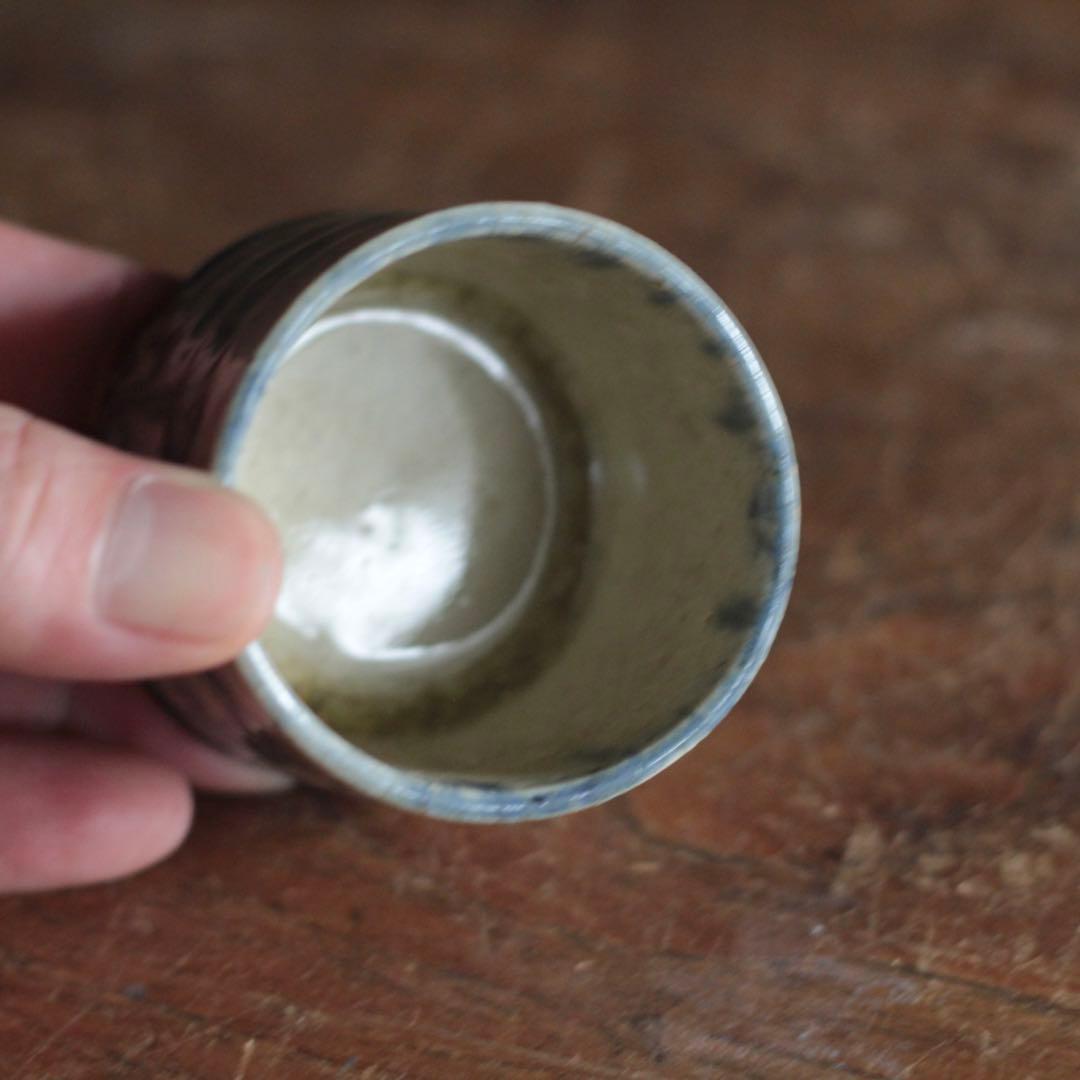 陶胎染付 筒盃 ぐい呑み 盃 ちょこ 酒器 古道具 アンティーク