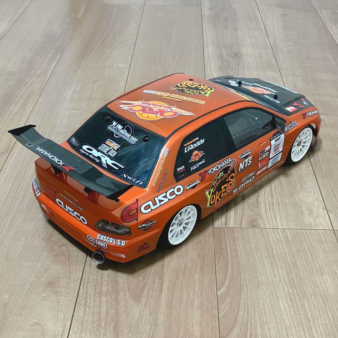 タミヤ RC 三菱 ランエボ7 ボディ D1仕様 チームORANGE風 ドリフト