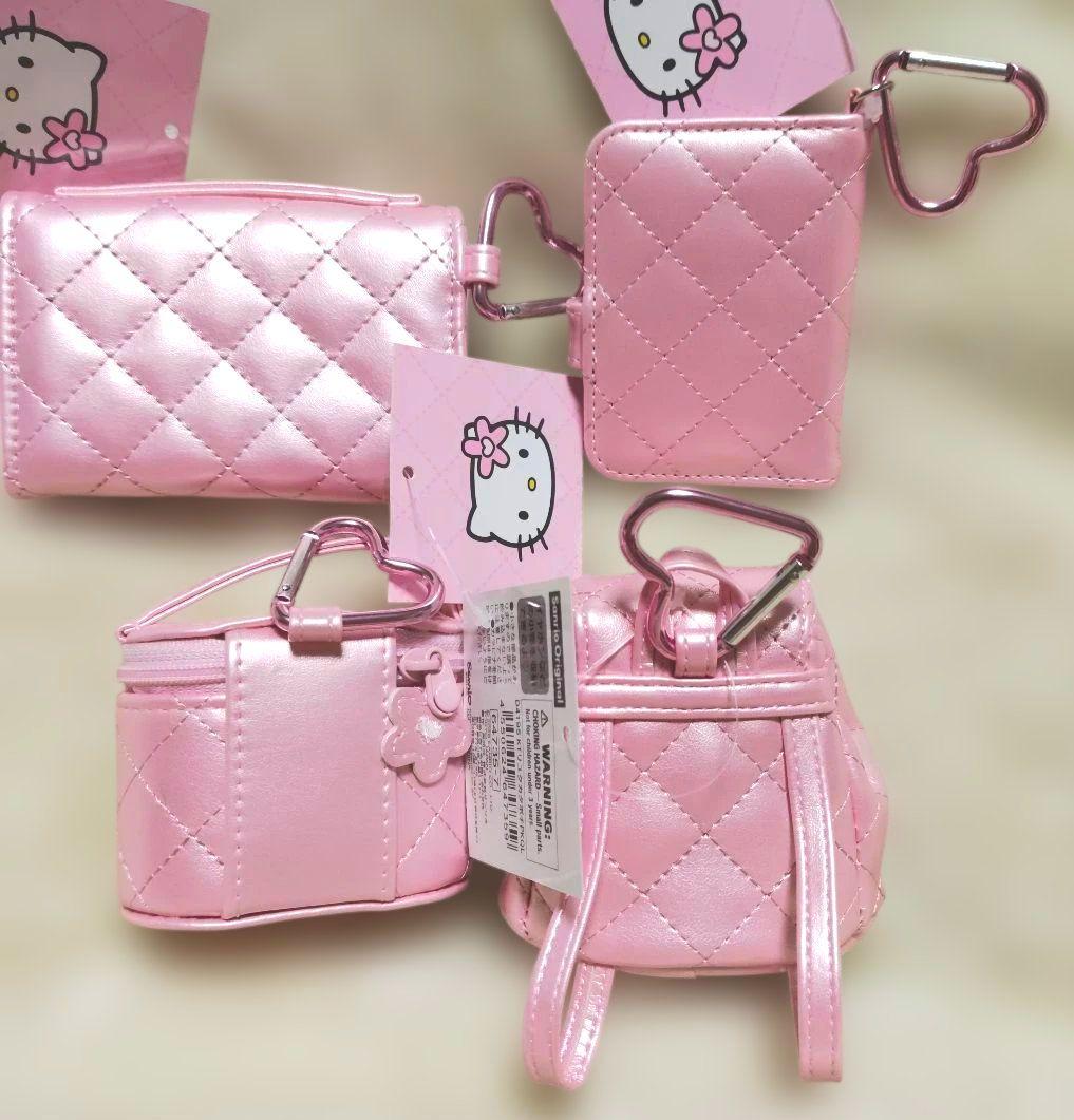 専用　キティミニチュアキルト　リュックポーチ　バニティ形ケースウォレット　ミラー