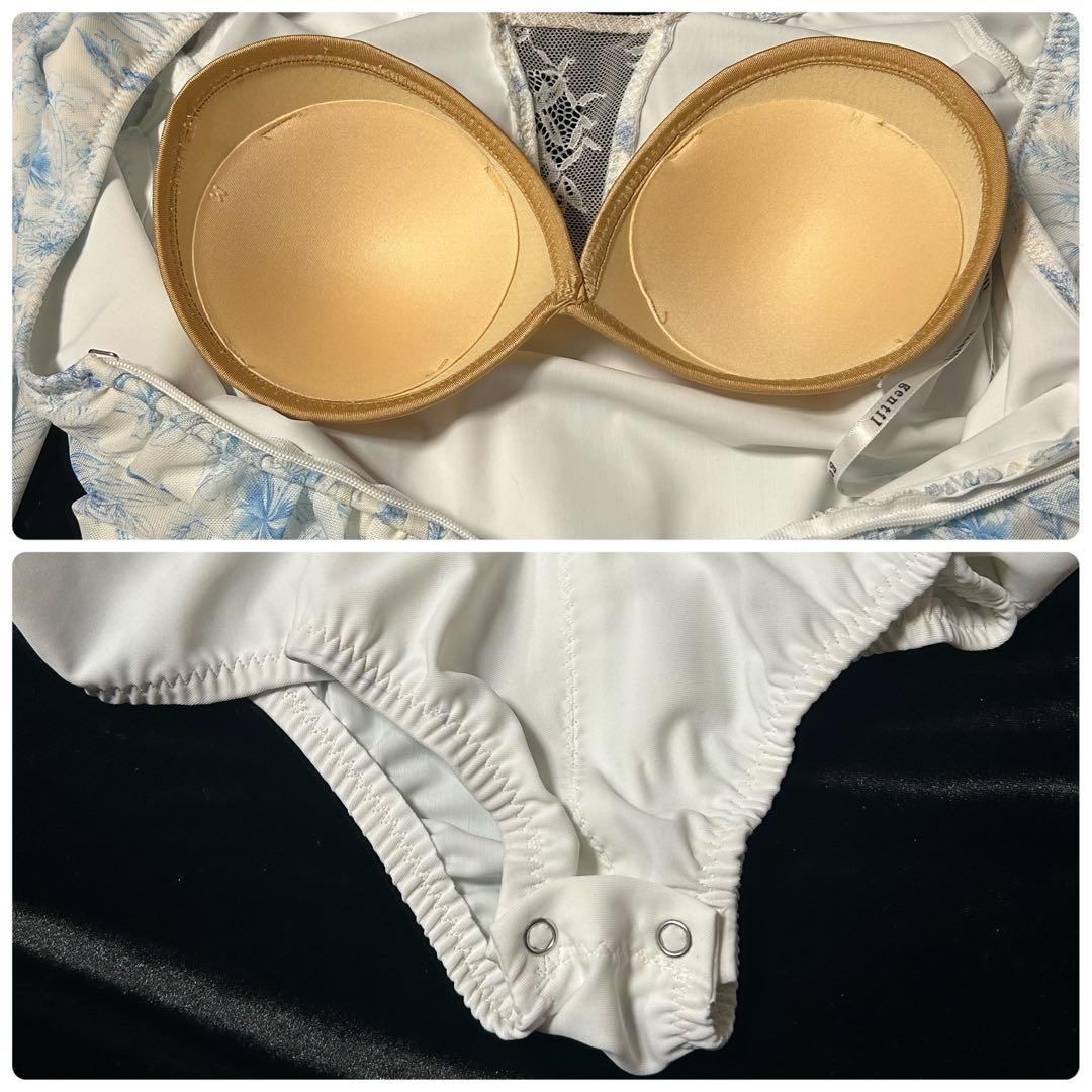 社交ダンス★ジャンティドレス★ホワイト&ライトブルー花柄★サイズL★新品未使用品