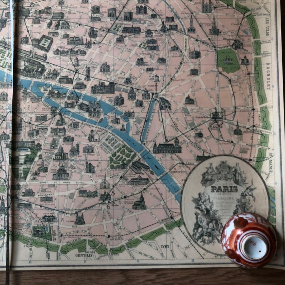 パリ市内地図　リトグラフポスター