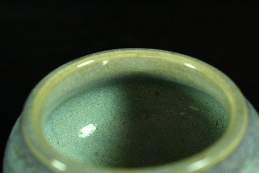 中国美術 鈞窯 鳥餌器 φ6cm 希少 文房具筆洗伝来(K-YC352)