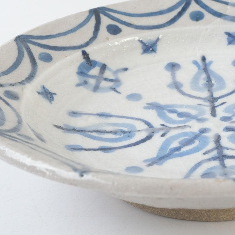 京焼　新開寛山作　染付　皿　五客　共箱　V　9671