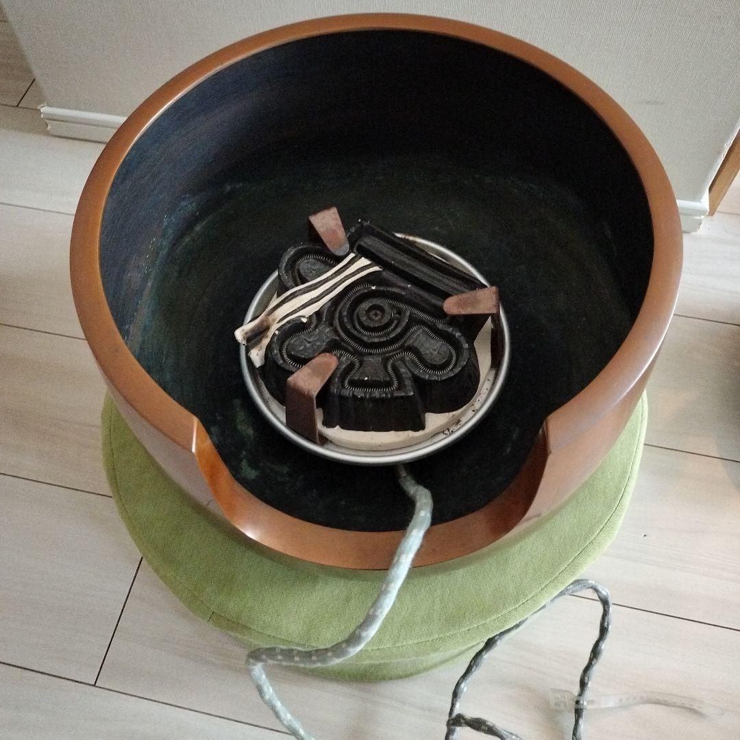 茶道具　金谷浄雲　唐銅道安風炉　電熱器、茶巾タライ付