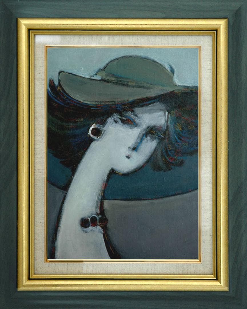 油絵 絵 絵画 インテリア 額付(銀)F4-052213 人物 女性像