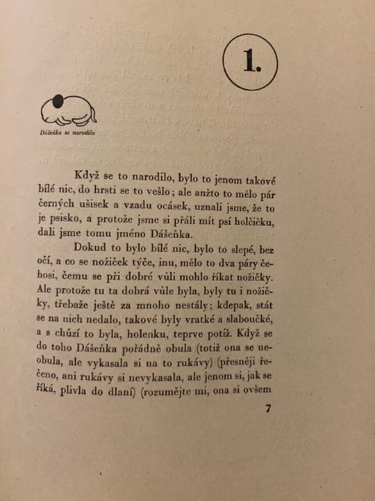 【稀覯本】カレル・チャペック著『ダーシェンカ』Dášeňka 1946年版