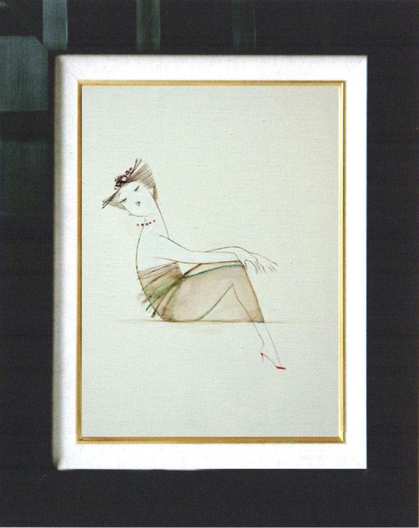 油絵 菅家令子 絵 絵画 インテリア 額付(銀) F4-080315 人物 女性