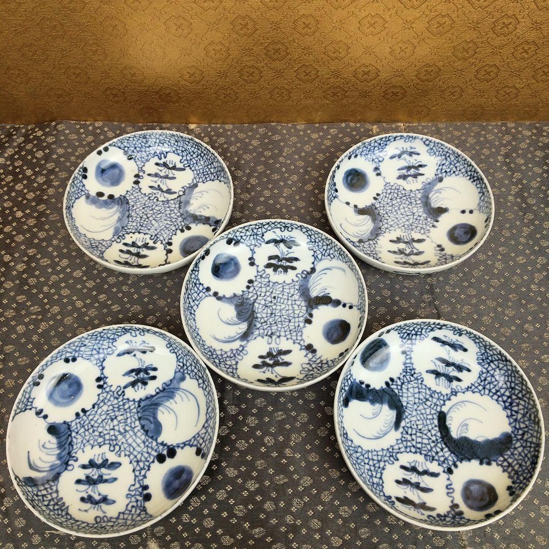 【お値下げしました！】古伊万里　染付　氷裂雪輪文　皿