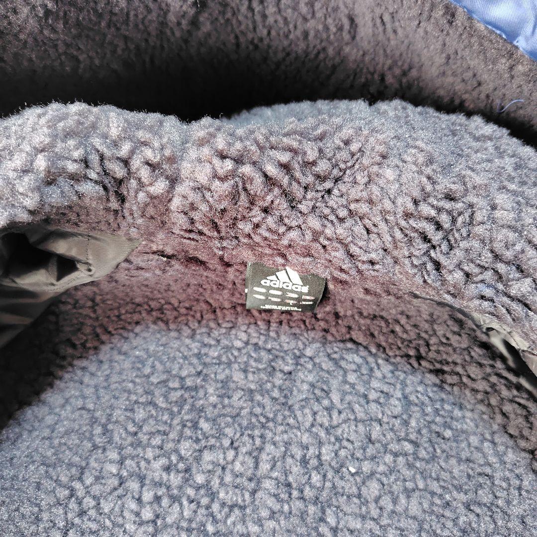 adidas フード付きベンチコート +10　ボア裏生地 紺　Lサイズ