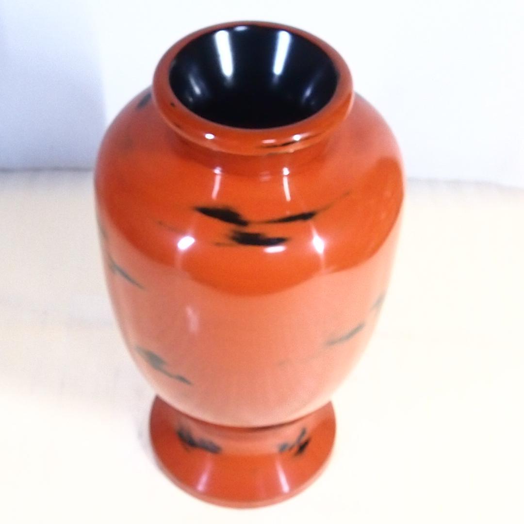 【未使用】本根来塗 木製蠟色漆器花瓶 谷岡漆芸製 花器/フラワーベース 伝統工芸