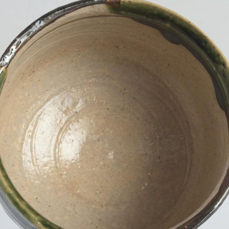 茶道具　人間国宝　荒川豊蔵作　織部　茶碗　共箱　V　9619