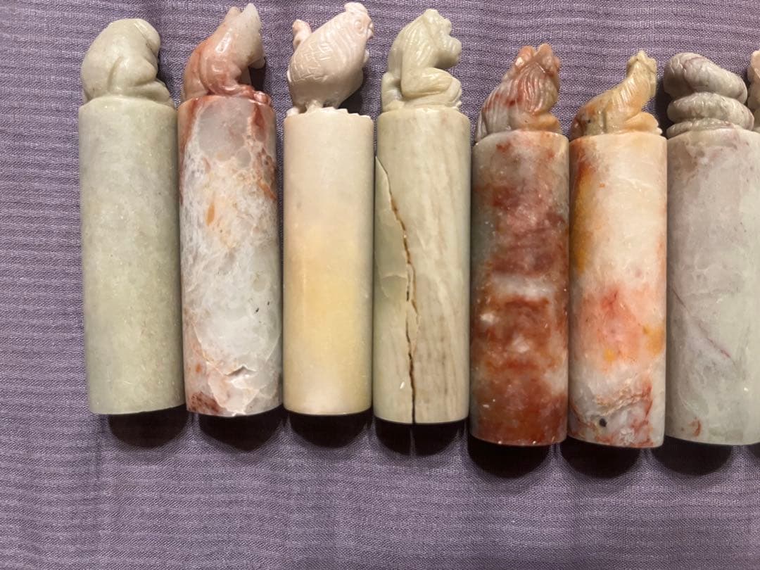 印鑑　石　印材　スタンプ　彫刻　干支　12支　ハンコ　伝統工芸　分化　骨董