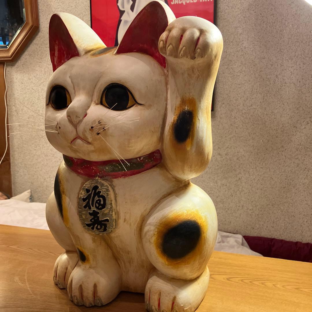 【ヴィンテージ】招き猫 陶器製 約50cm