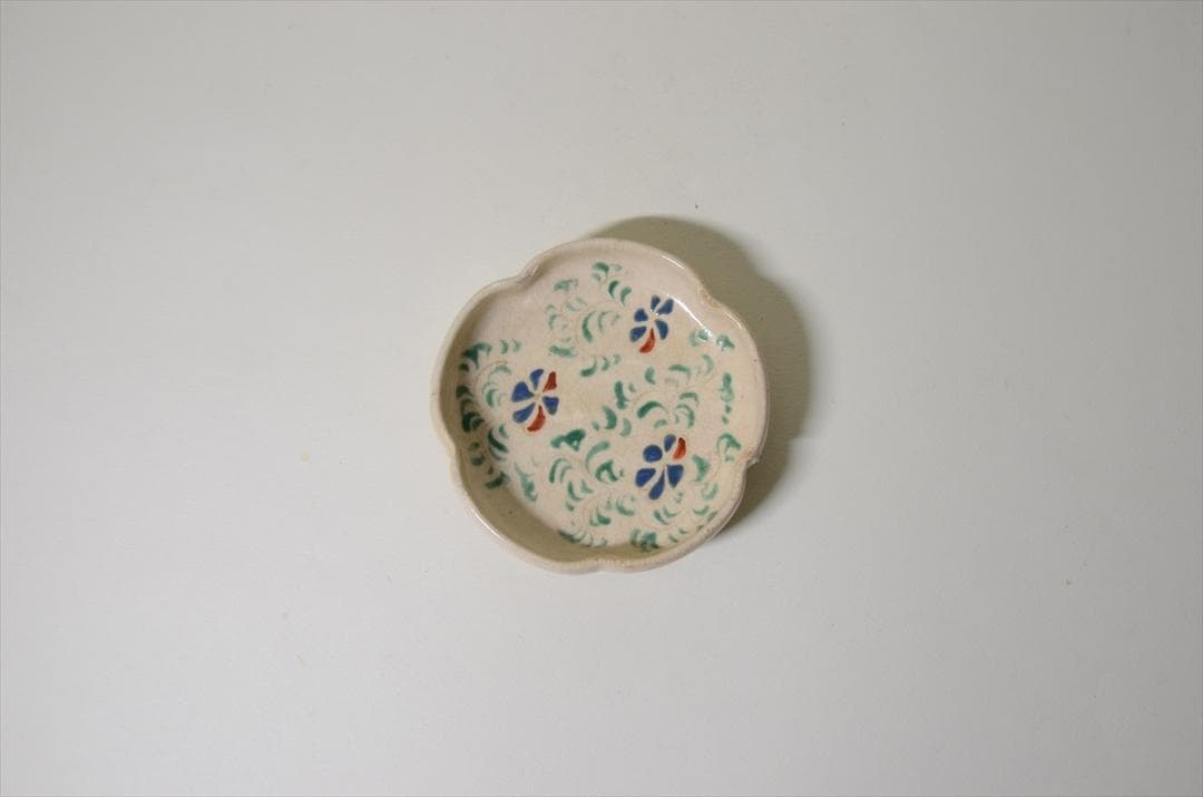 明治時代　京焼　色絵花唐草小皿　骨董品　アンティーク　食器