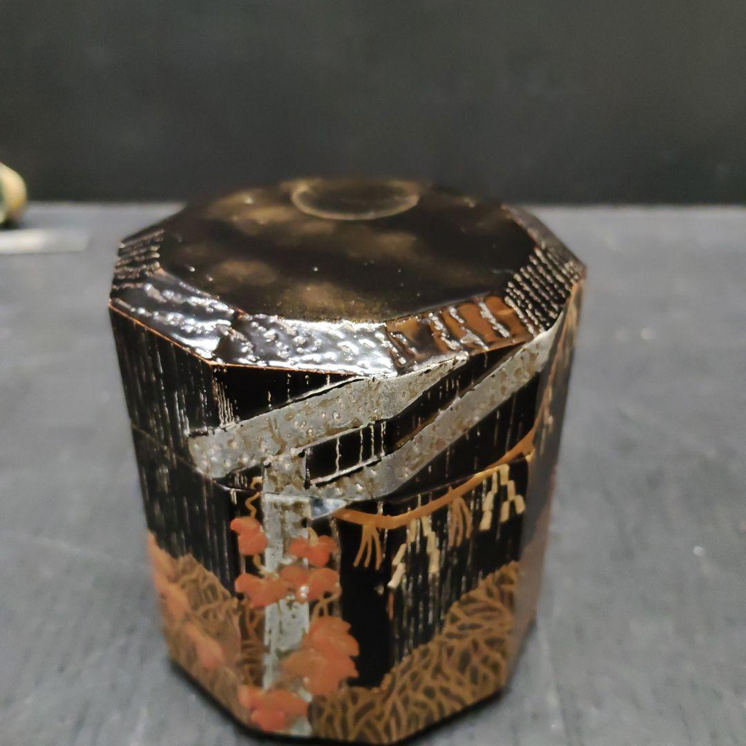 茶道具 高橋峯房 野々宮蒔絵 替茶器 十角棗 76