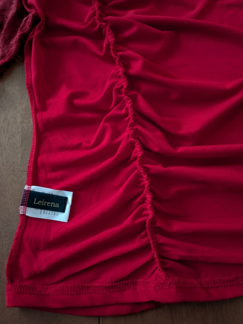 ♡レイリーナ♡ 社交ダンス用赤ドレス フリル付き　セットアップ　Mサイズ
