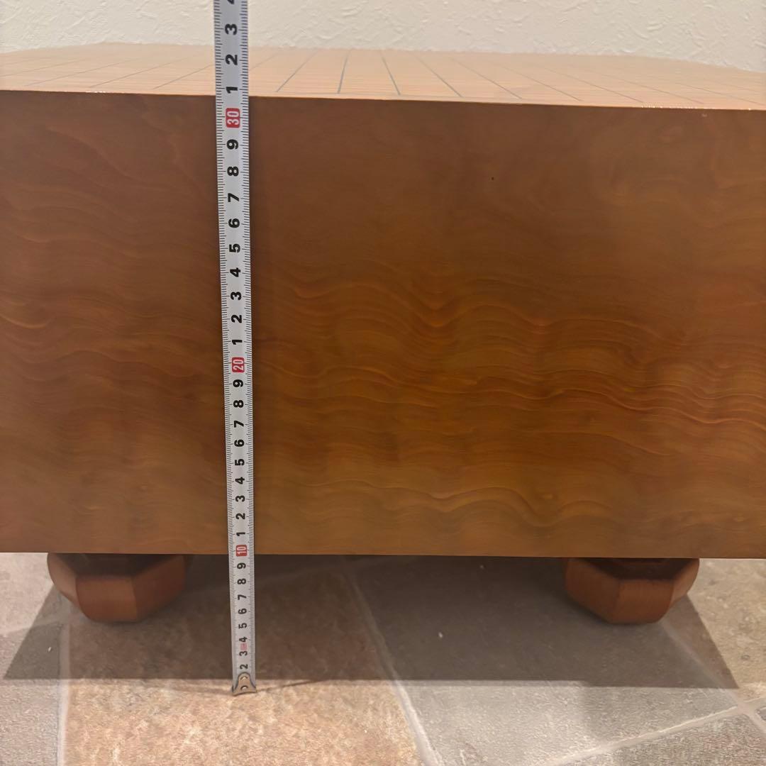 稀少！木製天然木 本榧 柾目 一枚物 脚付 碁盤 桐盤覆付厚21cm検囲碁本榧