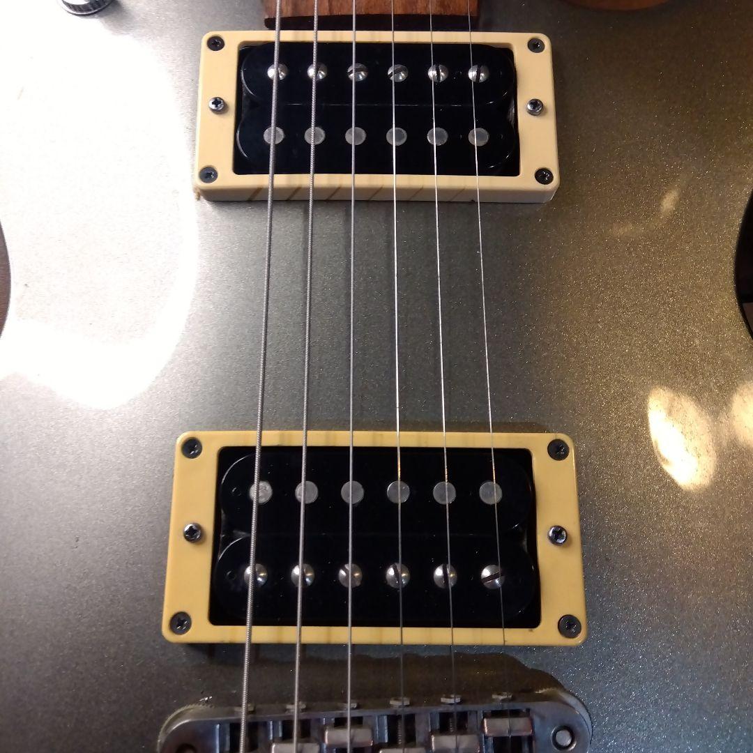 レスポールタイプ！メタリックシルバーBurny…