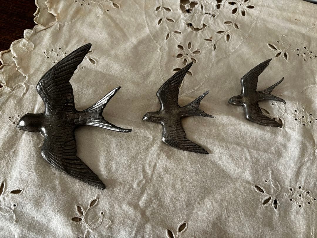 ピューター　ツバメ　3個セット　ブロカント　壁掛け　オーナメント