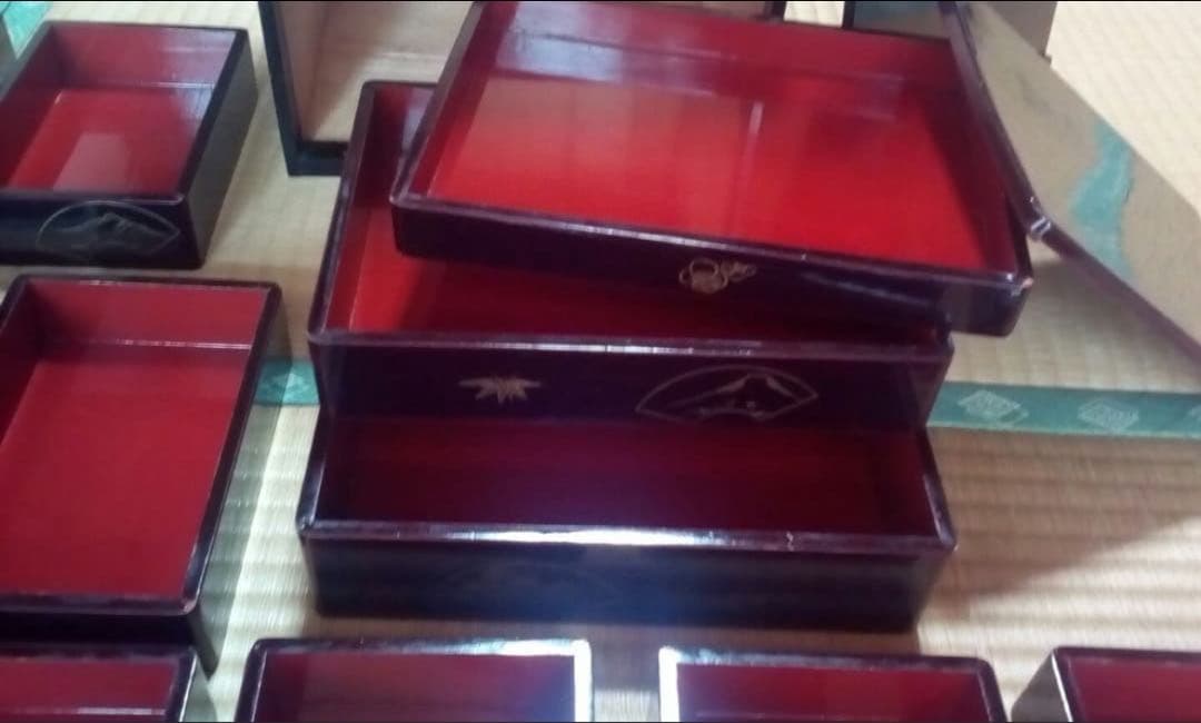 木製漆塗　骨董品　アンティーク　弁当十人揃