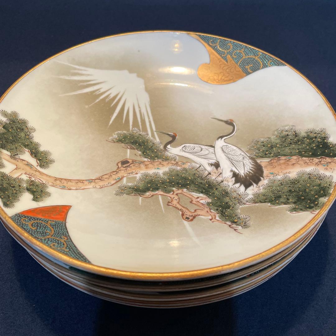 時代物『九谷焼』「八寸皿」五枚セット