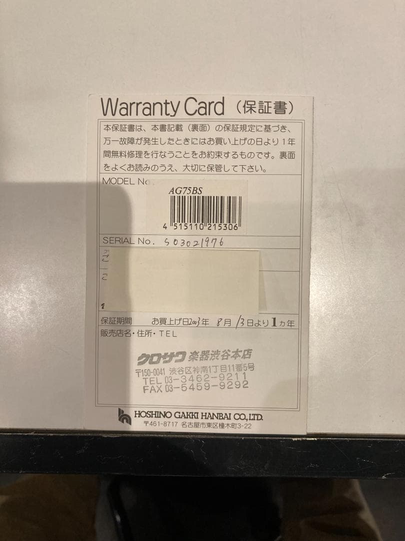 ギター Ibanez AG75-BS