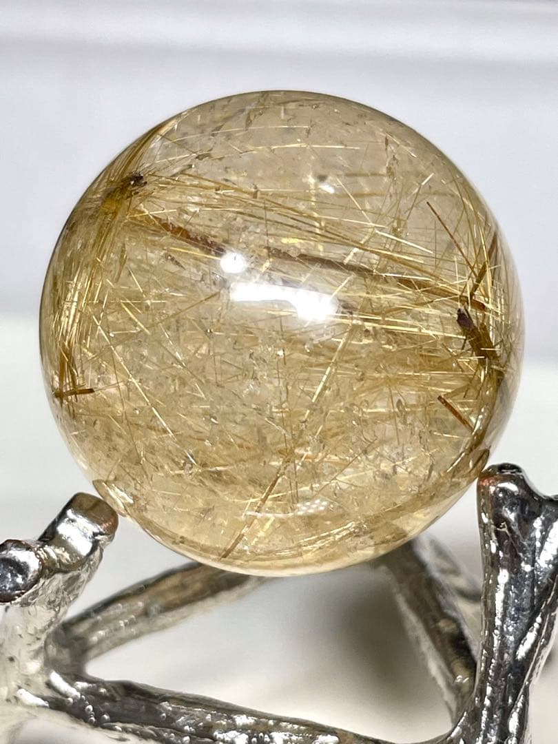 【ゴールドルチルクォーツ】丸玉●スフィア◆金運・仕事運◆天然石◆パワーストーン