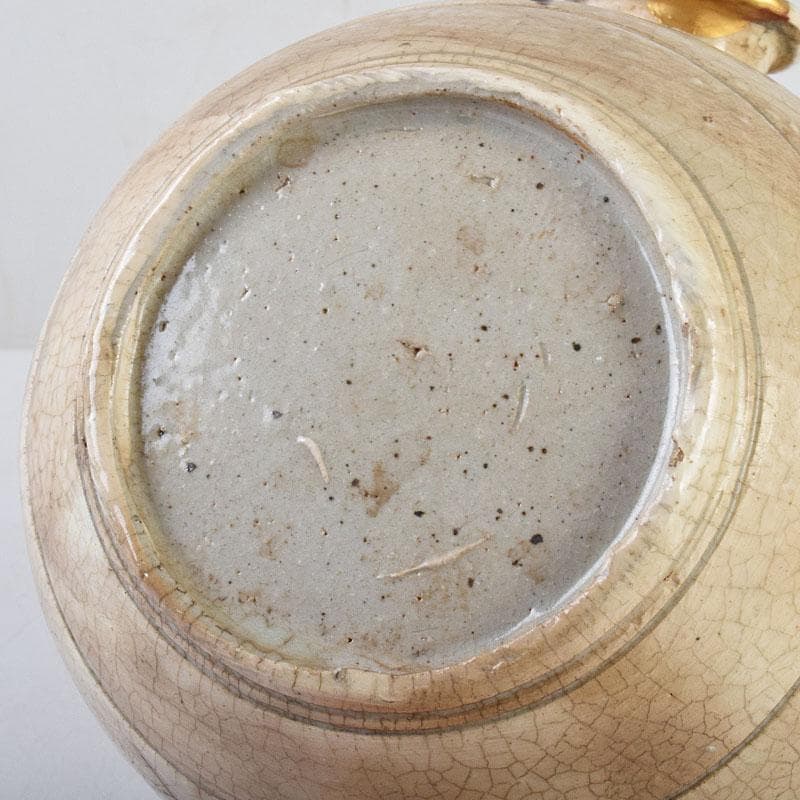 朝鮮美術　李朝　高麗白磁　鉄絵草文　俵壷　扁壷　F　R9071