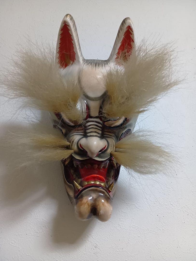 (最終値下げ)石見神楽面 柿田勝郎作 狐面 神楽面 伝統芸能