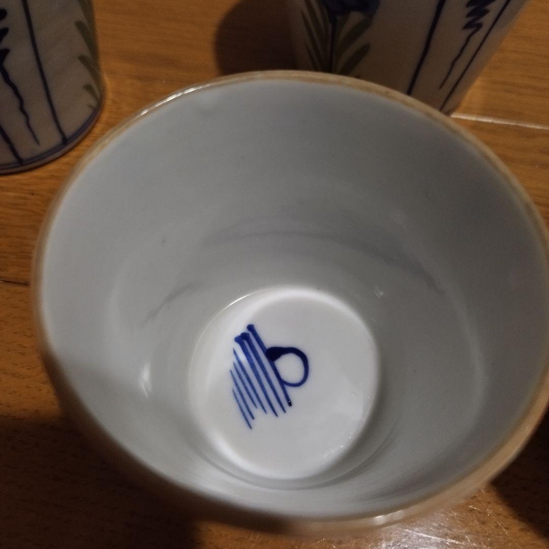 明治ごろ　草花文の蕎麦猪口　5客セット！　手書き絵付け