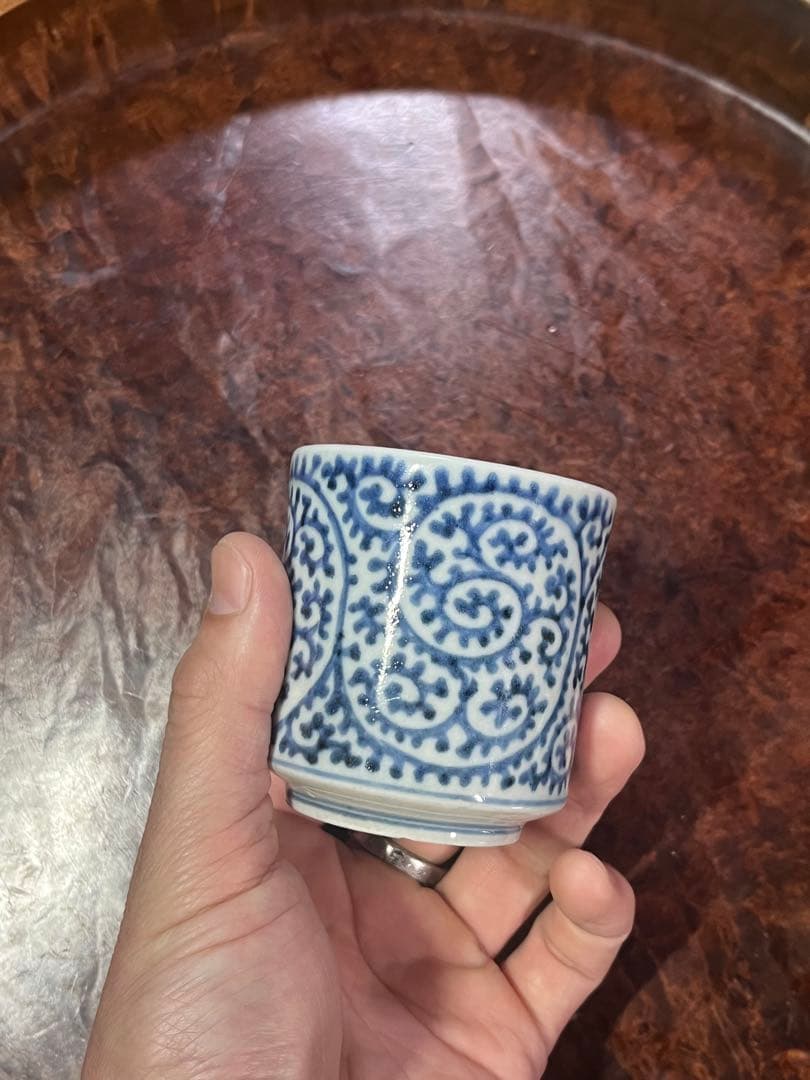 古伊万里　覗き猪口　のぞき猪口　蛸唐草　大振　無傷完品　唐草　民藝　民芸　唐草