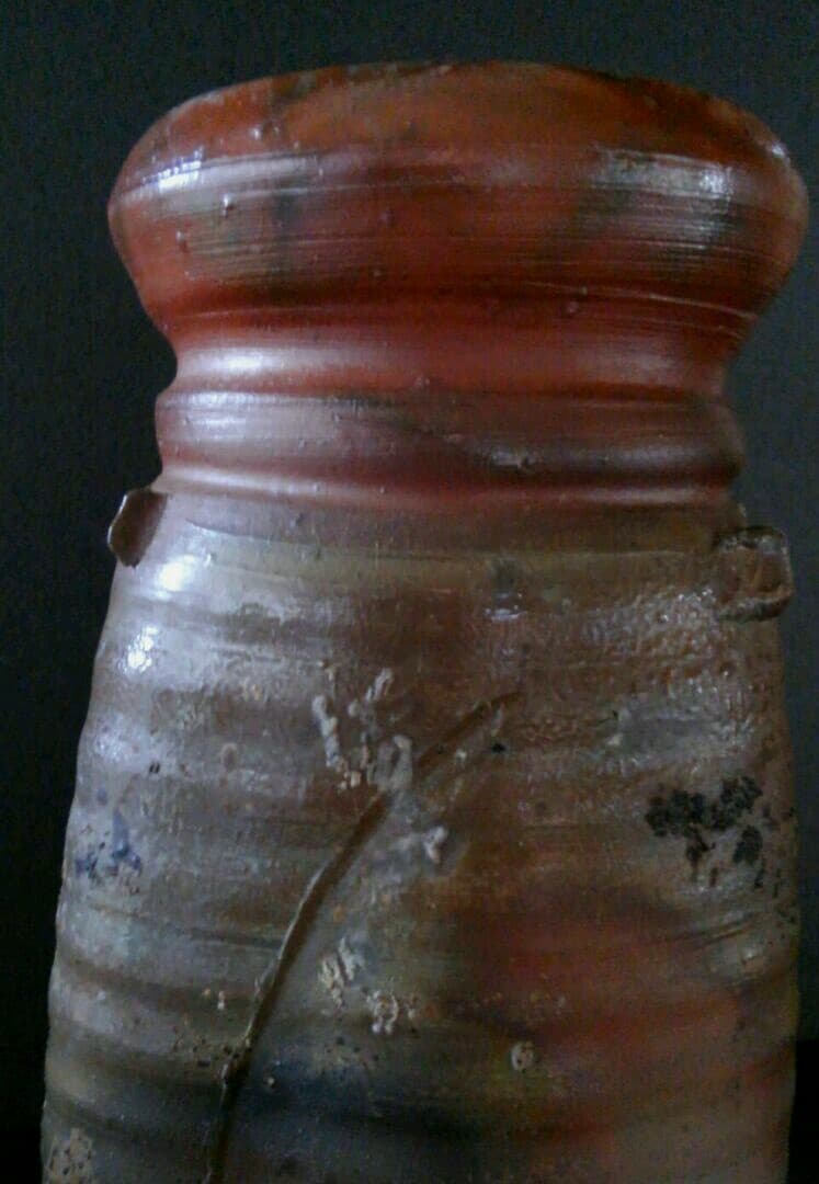 備前焼　木村陶峰作　窯変　ぼた餅　 花瓶　花入れ　共箱