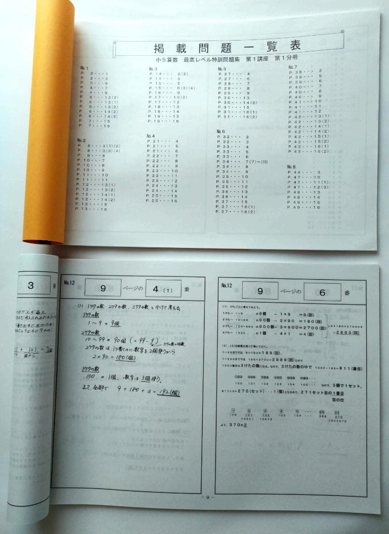 浜学園　小5　算数最高レベル特訓問題集　難問解説集付きフルセット