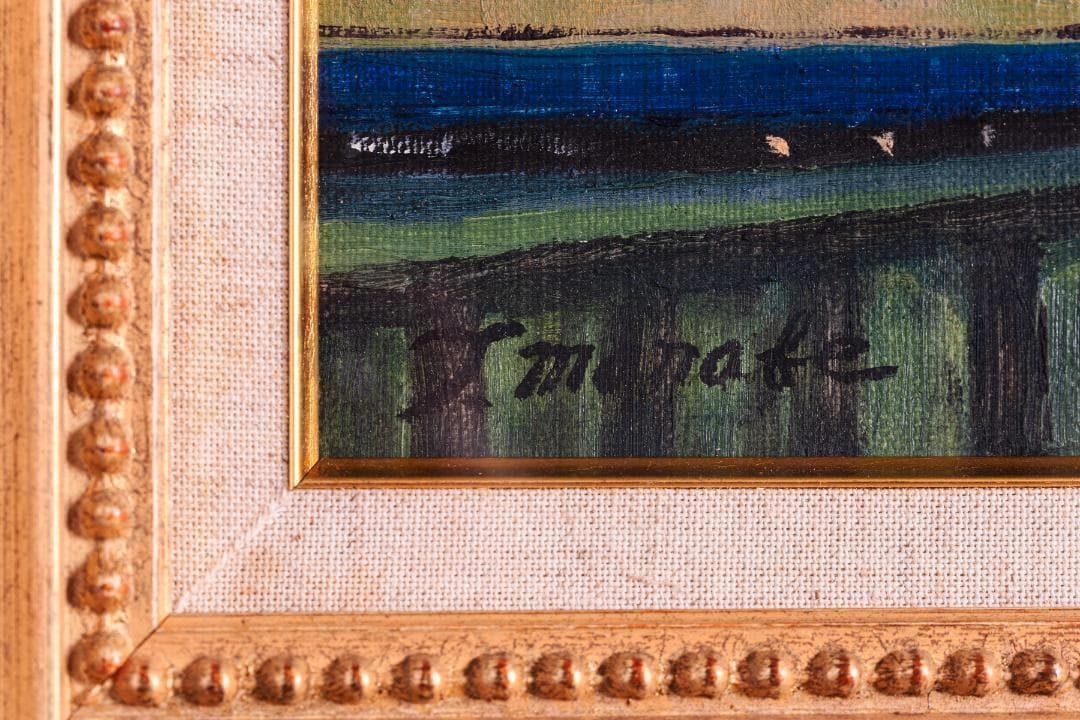 肉筆厚塗り油絵 布マット付き♪ 外寸約730×405mm 手書き油絵W3号相当